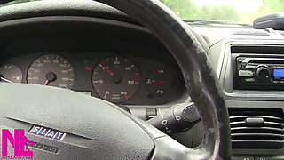 Revving My Car in Sexy Red Ballet Flats