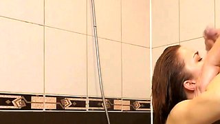 Redhead Amateur Sucks Big Cock in a Hot Bath