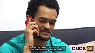 Cuck4k. pregnant blondie with cute natural figure is fucking a stranger in front of her hubby
