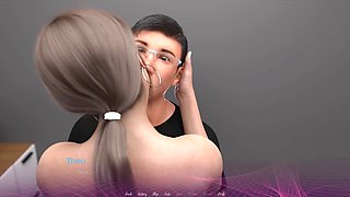 Steamy 3D game office scene featuring an irresistible hot assistant