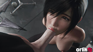 Yuffie Final Fantasy 7 Completely Nude Blowjob Service - Wet & Messy 4K 3D Animation