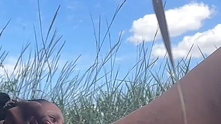 Caught Outside - Thick Girl Toys Her Dripping Pussy in the Tall Grass