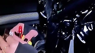 Night Pickup Downjacket MILF Fantasy. Smoking, Car Blowjob and Cum on Glossy Jacket