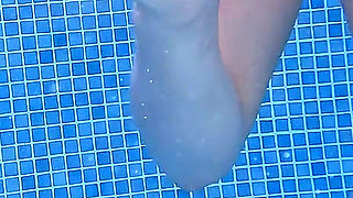 Nude Pool Tease and Masturbation While He Watches