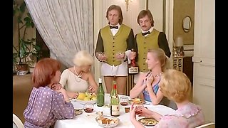 Retro orgy with a super hairy woman