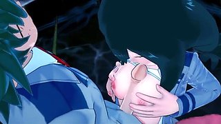 Deku pounds Tsuyu Asui hard - creampie finish in her tight pussy - My Hero Academia hentai
