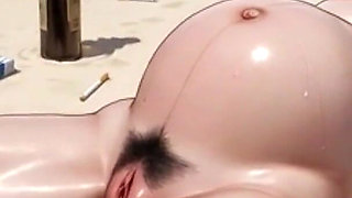 Very Pregnant Girl Tied up on Beach Surrounded by Cigarettes
