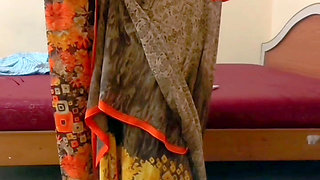 Desi Tamil BBW Wife Maya Post Sex Nude Bathroom Wash & Slow Saree Dressing Tease While Cuck Films