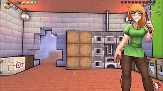 Horny cosplay girl with big boobs dresses as a creeper at night