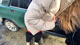 Lesbian Organizes Huge-Dildo Ride in Public Car