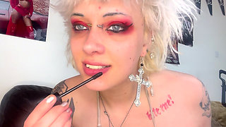 Lipstick Kisses and Blowjob Red Black Lips Deepthroat Sloppy