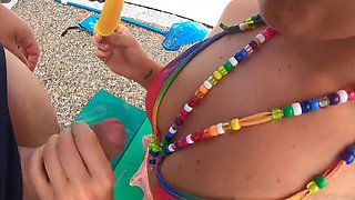 Blonde wife loves licking cock and popsicles