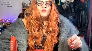 Brazilian Redhead Goddess Flaunts Smoking Saggy Tits in Shiny Fur and Glossy Latex While Dan