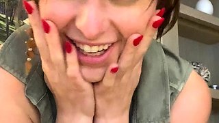 Busty brunette anal solo masturbation