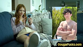 Nympho MILF cockriding on lovers cock