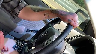 Amateur milf car outdoor handjob