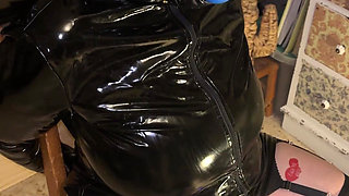 Latex Dress and Balaclava with Ballgag and Vibrator