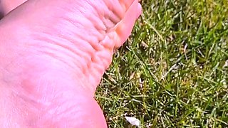 Foot fetish rimming for blonde outdoors