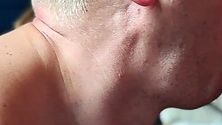 A Sex Slave in a Penis Cage Gets Whipped on the Balls and Sucks His Master's Cock.
