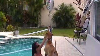 Blonde Chikita shows off her big boobs and bush