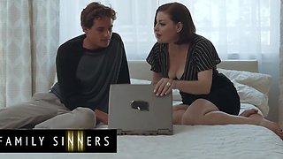 Step-aunt helps her step-nephew to stay motivated with her dirty pussy