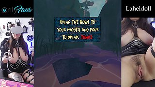 British gamer girl gets completely naked while playing a VR game