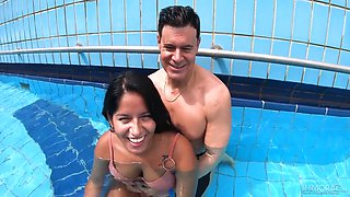 Super Busty Latina In Pink Bikini Gets Deep Creampie From Stepdaddy Dan