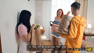 Mature4k. neighbours are having joy and hardcore mature redhead in three-way