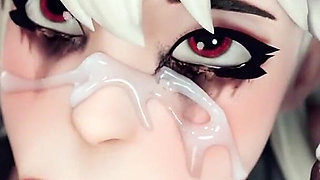 Cum Faced Tight Teen Slut Deepthroating BBC, Bald Pussy Ciri Squirts as She Deepthroats a Cock