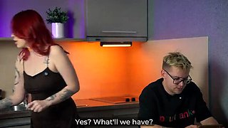 Step Mom Banana Drop Sits on Step Son Face Kitchen Hardcore Fuck