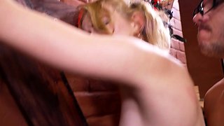 Amazing blonde enjoys fetish BDSM games with a dildo