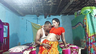 Desi Bengali bhabhi ke saath masti romance and kissing scenes, Orange blouse and white bra remove big boob press by rahul