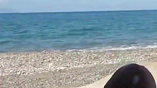 Exhibitionist Outdoor Amateur Girl Sucks Big Cock on Nudity Beach to Viewer with Cum