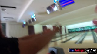 Bowling and blowjob from Thai MILF GF