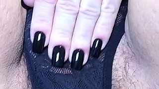 MILF Playing in Panties & Stuffing Them Inside Fat Hairy Pussy