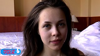 Cute girlfriend gives nice POV blowjob and tit cumshot