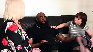 British grandma in interracial threesome
