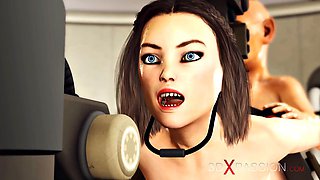 Wild with Shackles and Statue. Busty Young Brunette in Cuffs Gets Restrained...