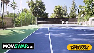 Tennis game with tart stepmoms leads to foursome fuckfest gang bang - Kenzie Taylor & mona azar - momswap