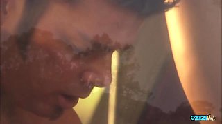 While In Nature The Blonde Spreads Her Cheeks And Takes His Big Cock In Missionary