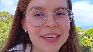Sexy German dark-haired babe with meaty funbags drains her