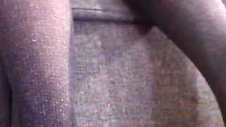 Slipping Into Grey Knit Pantyhose