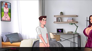 Anime mom finds pleasure in a steamy visual novel experience