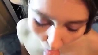 American MILF Gives a Hot Deep-Throat Blowjob