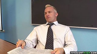 Innocenthigh - red haired coed with Hairy Pussy Sadie Kennedy deepthroats bigcock
