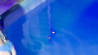 Caught in the Act! Two Brunettes Caught Masturbating in the Condo's Pool