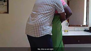 Friend's Step-mom Fucking in Green Saree with Subtitles -1