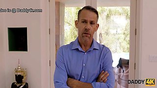 Daddy4k. angry girl with redhair cheats on boyfriend with his hot daddy