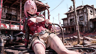 Pink-Haired Mech Warrior! The Cold Beauty of the Wasteland. Red and white armor hiding secrets?