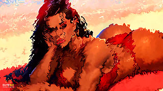 4K 100% AI Generated 3D Soft Looping PMV: Dark-Skinned Thick Ass Gentle Twerk on Tropical Beach in Sexy Bikinis